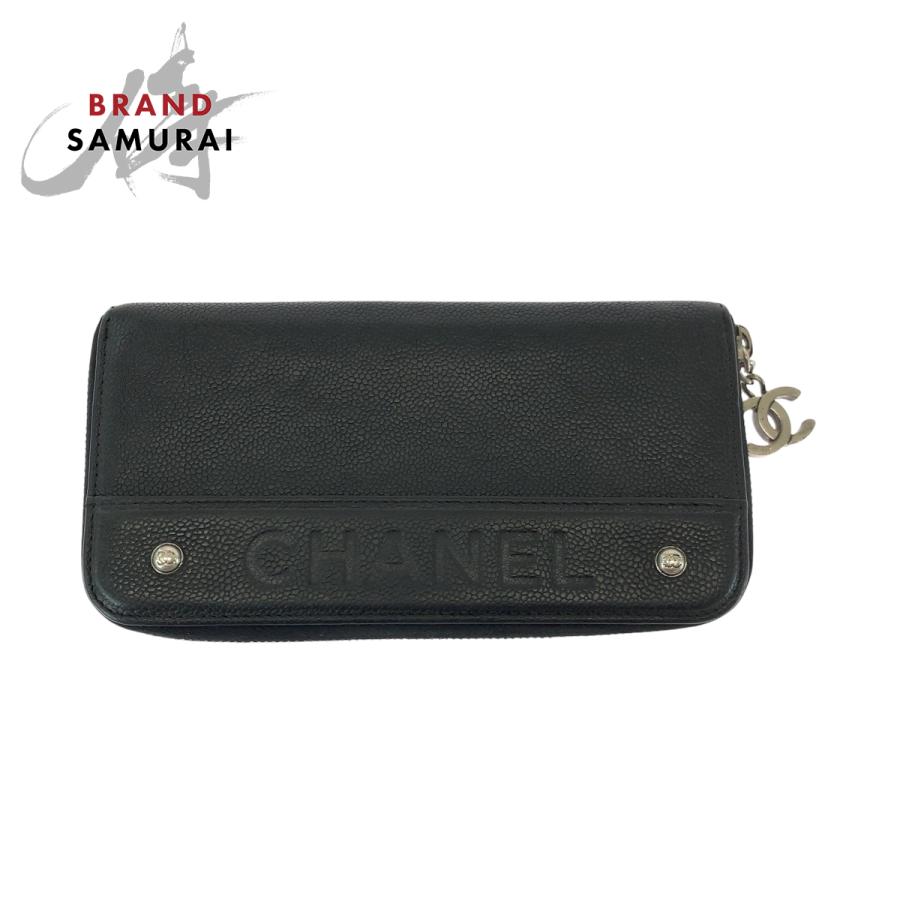 569超美品CHANELシャネルデカココキャビアスキンフラップ長財布 【公式 