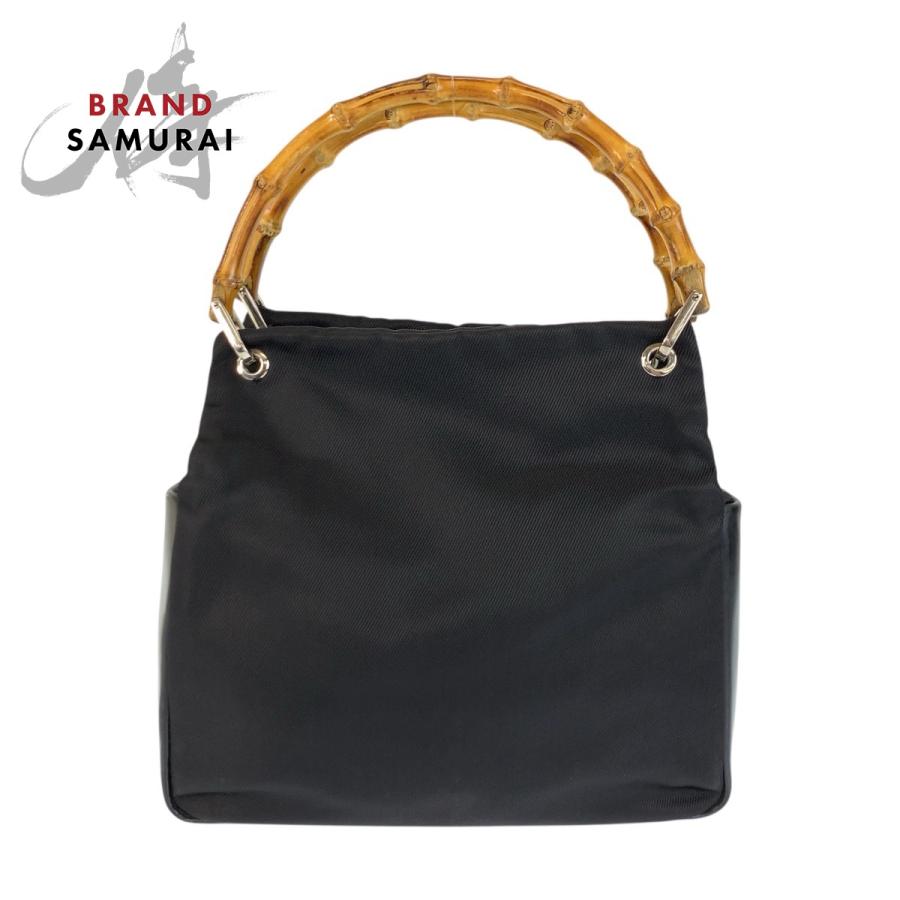 美品 GUCCI グッチ バンブー ブラック 黒 ナイロン/レザー/バンブー 000 2014 0580 トートバッグ ハンドバッグ  レディース 600963 | GUCCI