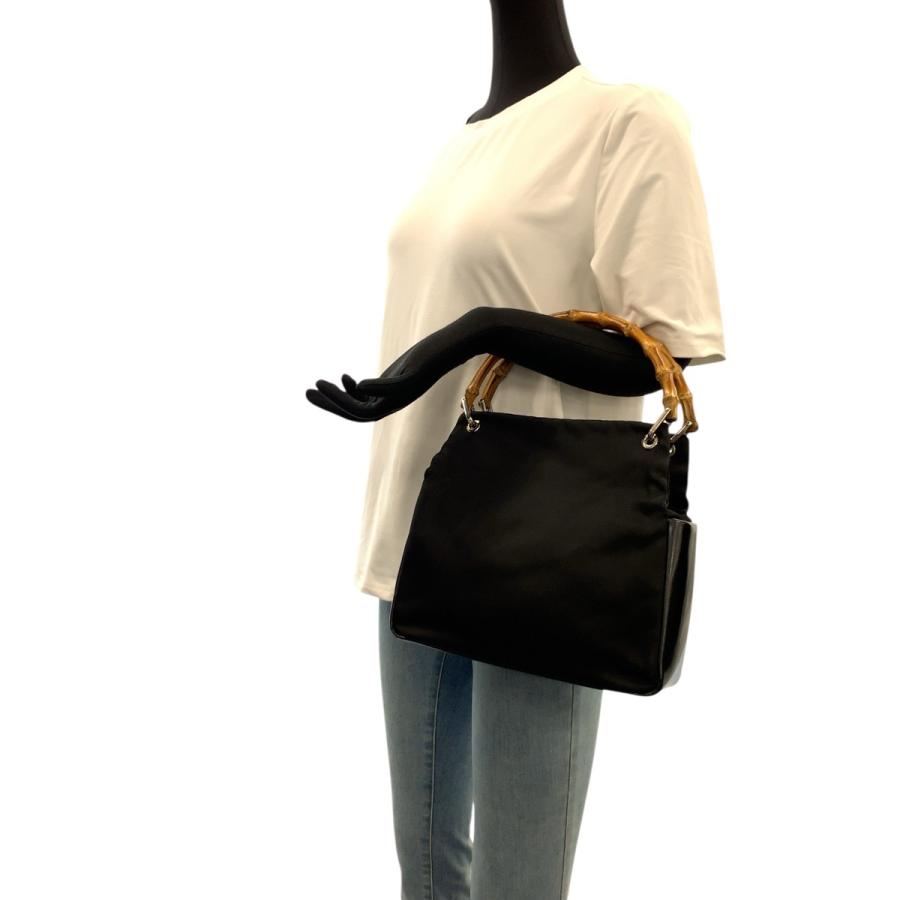 美品 GUCCI グッチ バンブー ブラック 黒 ナイロン/レザー/バンブー 000 2014 0580 トートバッグ ハンドバッグ  レディース 600963 | GUCCI | 06