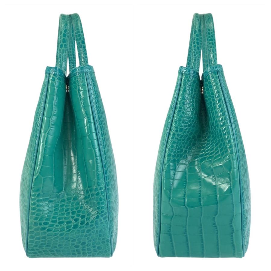 ロンシャン Longchamp LONGCHAMP（ロンシャン） 美品 ロゾ 型押し エメラルドグリーン