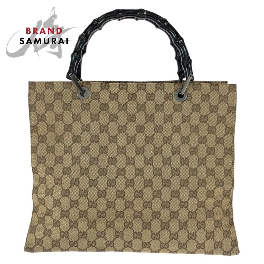 GUCCI（グッチ） 美品 バンブー ベージュ ブラウン ガンメタ金具 GG