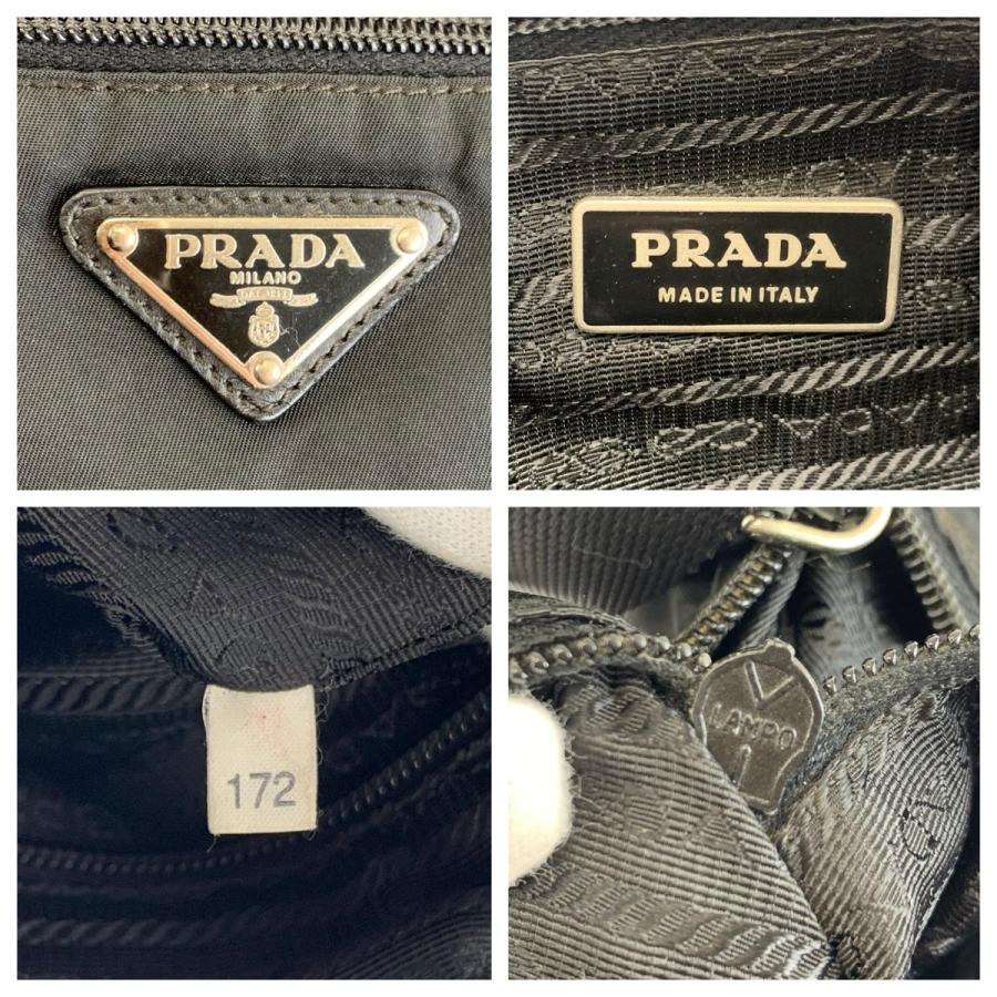 PRADA（プラダ） テスート 三角ロゴプレート ブラック 黒 シルバー金具