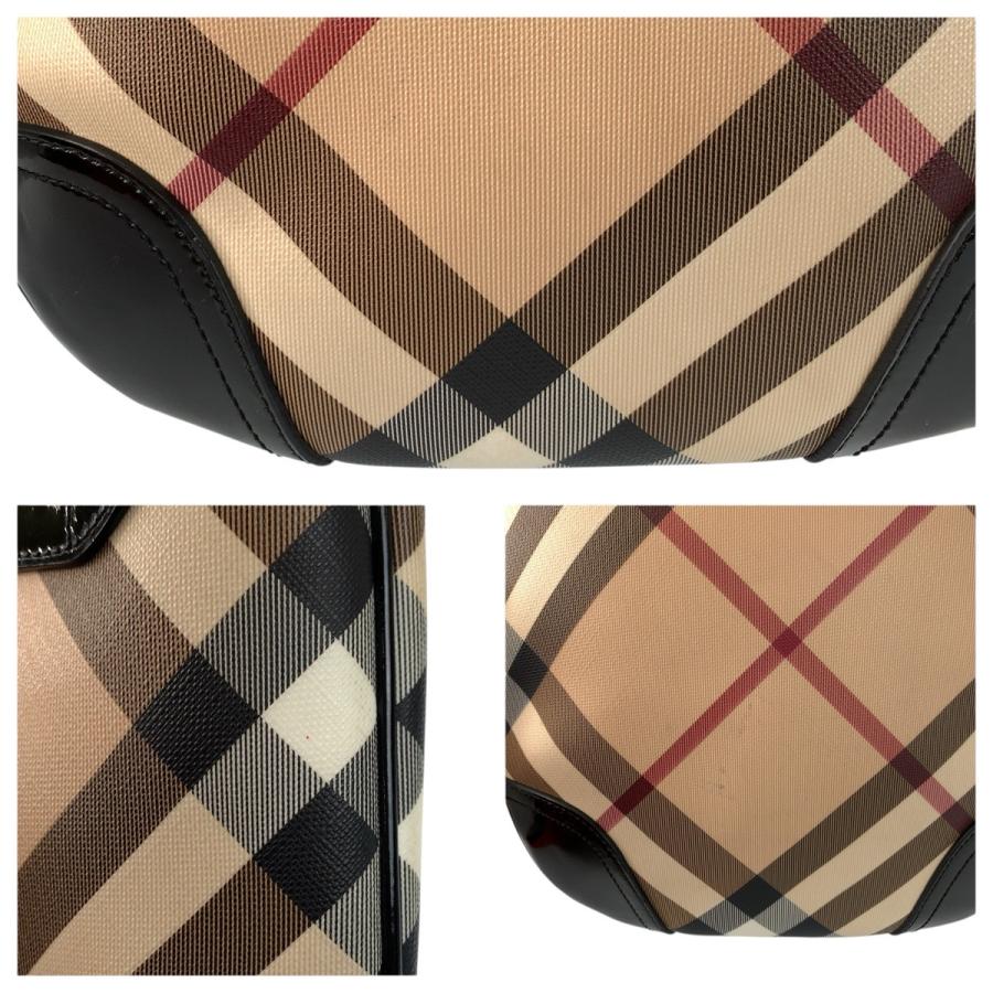 BURBERRY バーバリー チェック柄 ベージュ ブラック ガンメタ金具 PVC/パテントレザー ショルダーバッグ メッセンジャーバッグ 601030 | BURBERRY | 04