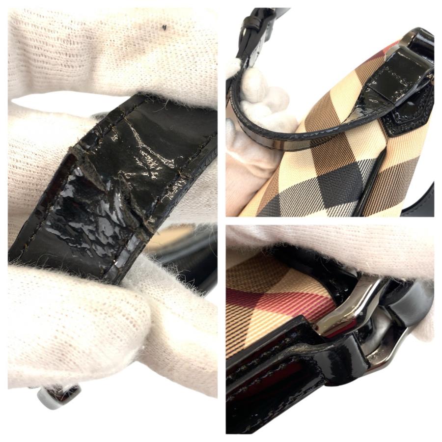 BURBERRY バーバリー チェック柄 ベージュ ブラック ガンメタ金具 PVC/パテントレザー ショルダーバッグ メッセンジャーバッグ 601030 | BURBERRY | 05