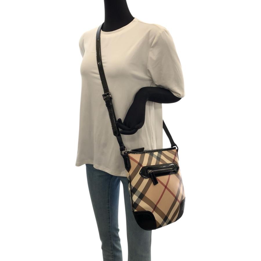 BURBERRY バーバリー チェック柄 ベージュ ブラック ガンメタ金具 PVC/パテントレザー ショルダーバッグ メッセンジャーバッグ 601030 | BURBERRY | 06