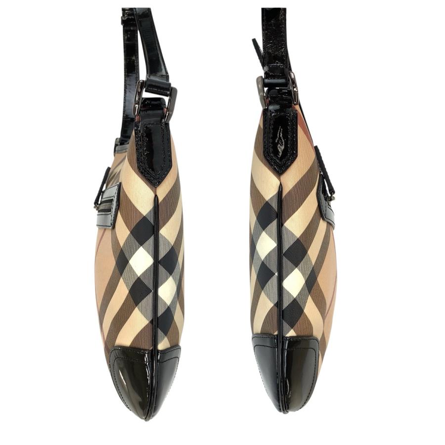 BURBERRY バーバリー チェック柄 ベージュ ブラック ガンメタ金具 PVC/パテントレザー ショルダーバッグ メッセンジャーバッグ 601030 | BURBERRY | 07