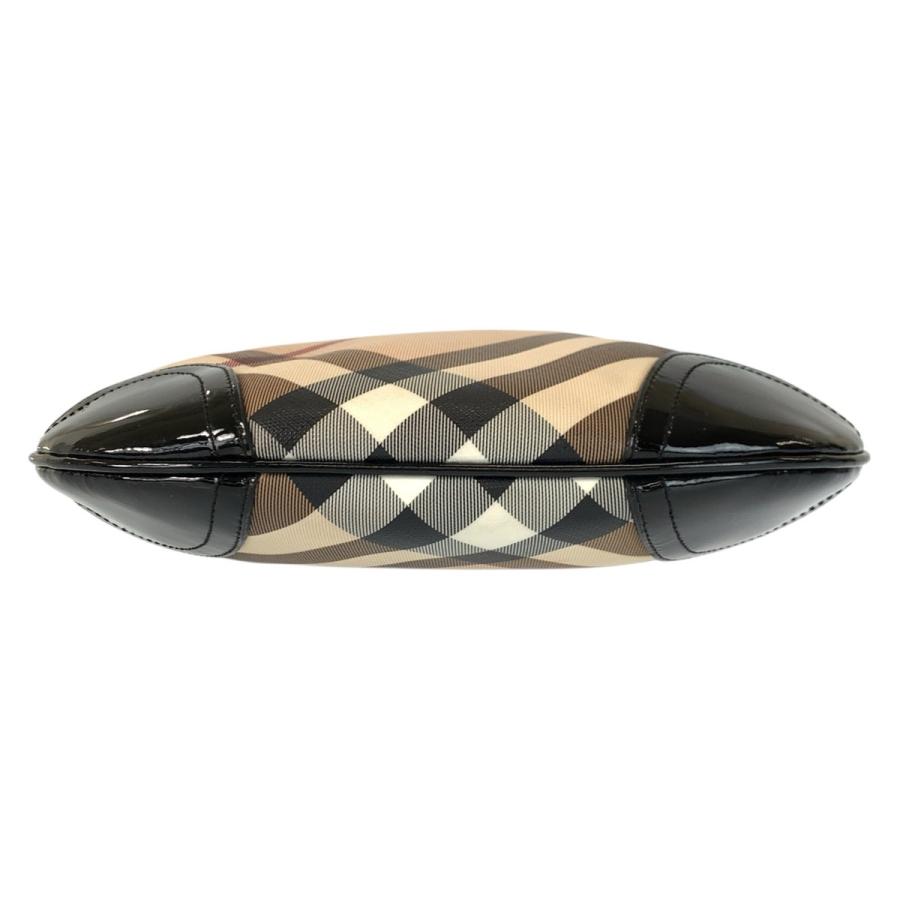 BURBERRY バーバリー チェック柄 ベージュ ブラック ガンメタ金具 PVC/パテントレザー ショルダーバッグ メッセンジャーバッグ 601030 | BURBERRY | 09