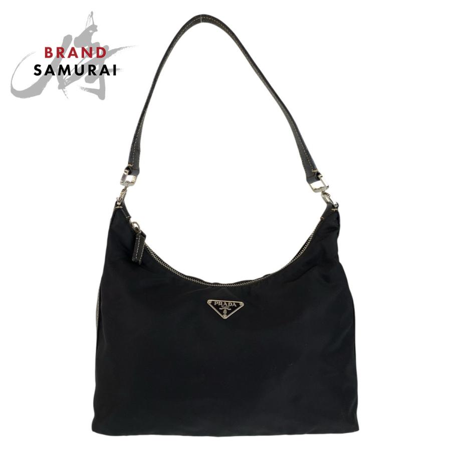 PRADA（プラダ） テスート 三角ロゴプレート ブラック 黒 シルバー金具