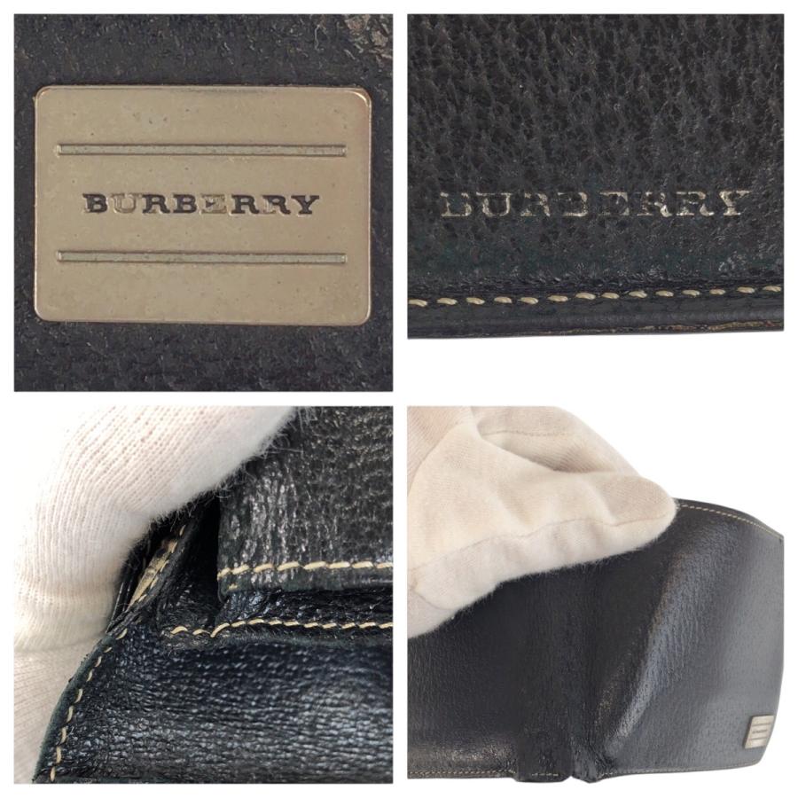 BURBERRY（バーバリー） ブラック 黒 シルバー金具 レザー 折財布