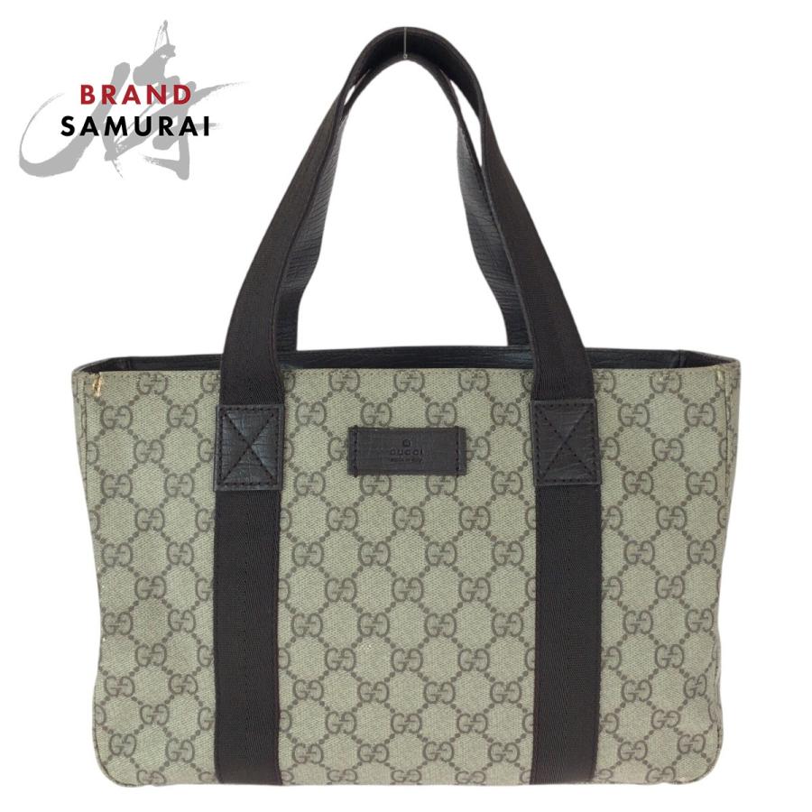 美品 GUCCI グッチ GG柄 カーキ ダークブラウン GGスプリームキャンバス/レザー 141976 トートバッグ 男女兼用 レディース 601095 | GUCCI