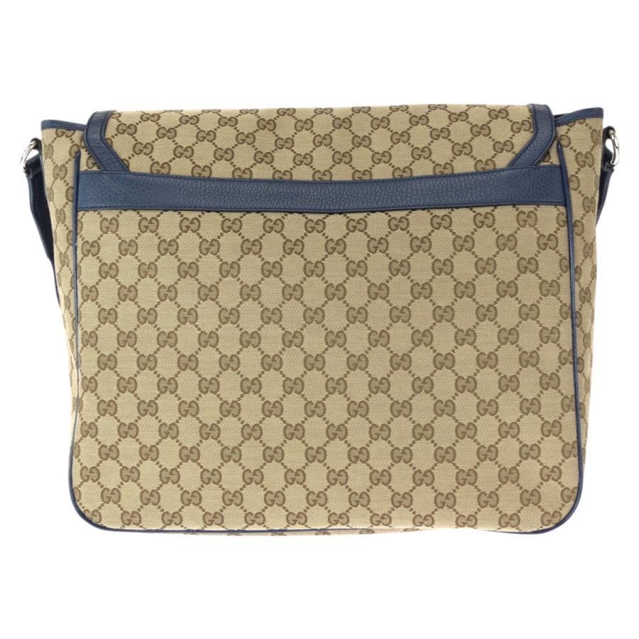 美品 GUCCI グッチ ベージュ ブルー シルバー金具 GGキャンバス/レザー 510340 ショルダーバッグ メッセンジャーバッグ メンズ 601109_1