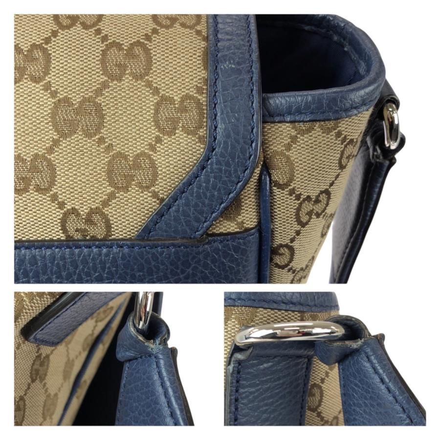 美品 GUCCI グッチ ベージュ ブルー シルバー金具 GGキャンバス/レザー 510340 ショルダーバッグ メッセンジャーバッグ メンズ 601109_4