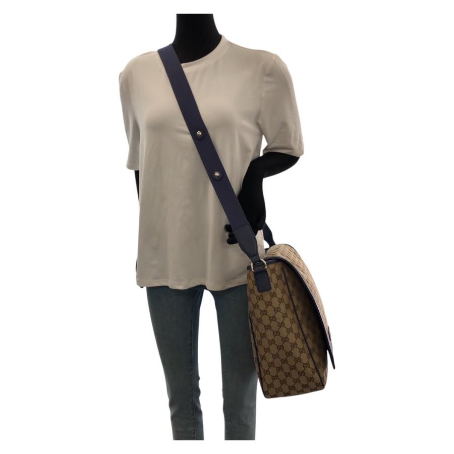 美品 GUCCI グッチ ベージュ ブルー シルバー金具 GGキャンバス/レザー 510340 ショルダーバッグ メッセンジャーバッグ メンズ 601109_5