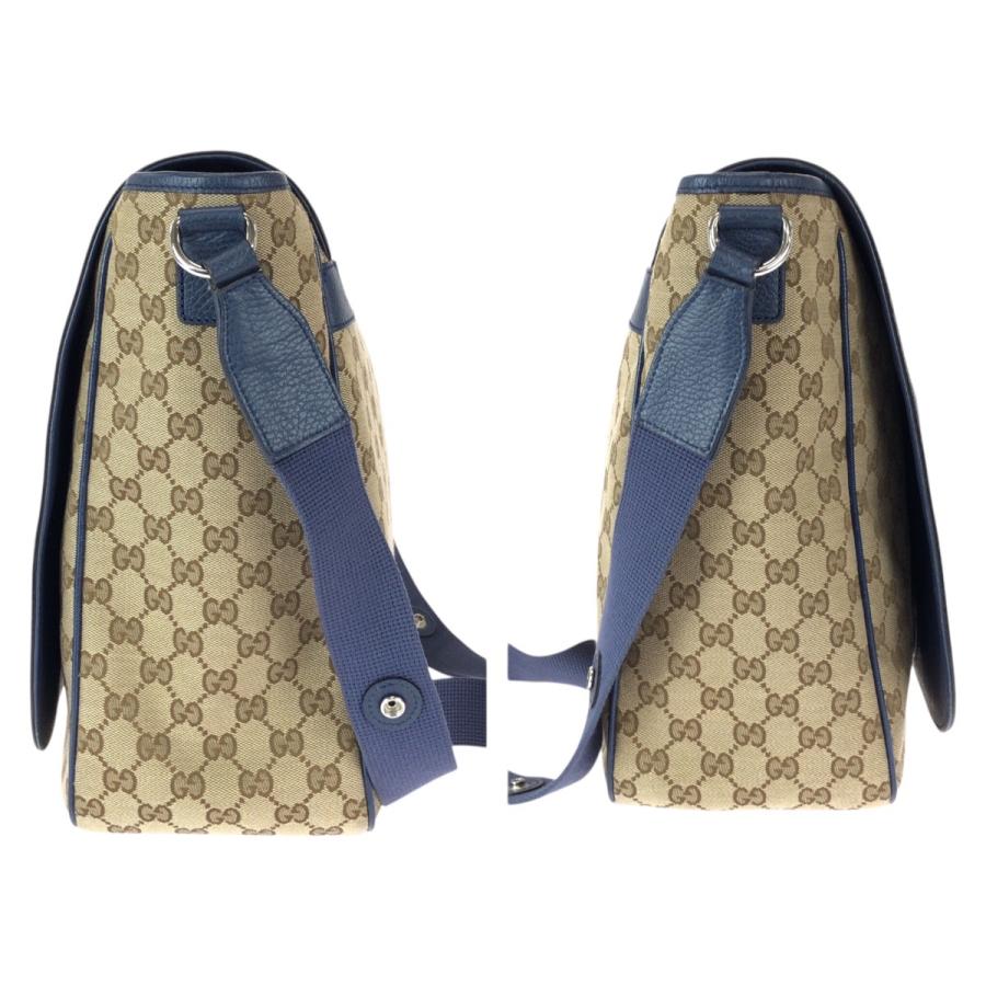 美品 GUCCI グッチ ベージュ ブルー シルバー金具 GGキャンバス/レザー 510340 ショルダーバッグ メッセンジャーバッグ メンズ 601109_6