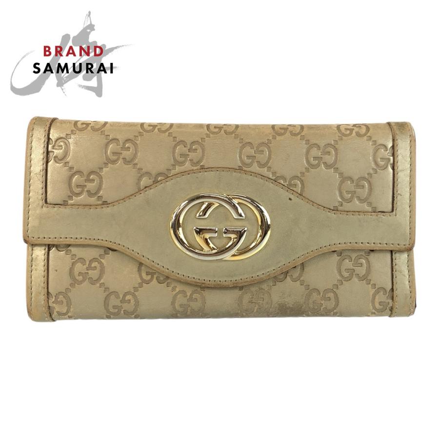 GUCCI（グッチ） グッチシマ インターロッキングG ゴールド レザー