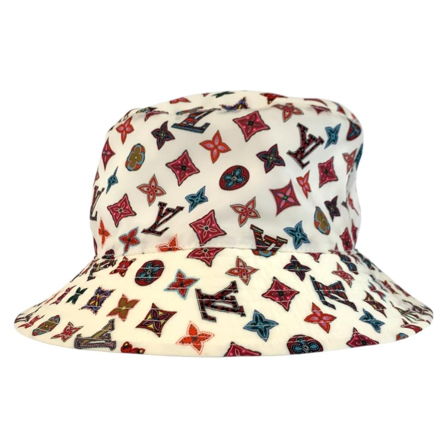 美品 LOUIS VUITTON ルイヴィトン モノグラム ボブ ラブリーグラム ホワイト マルチカラー M76718 バケットハット 男女兼用 メンズ 601134_2