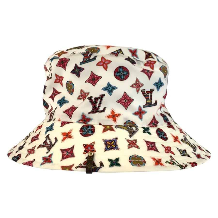美品 LOUIS VUITTON ルイヴィトン モノグラム ボブ ラブリーグラム ホワイト マルチカラー M76718 バケットハット 男女兼用 メンズ 601134_3