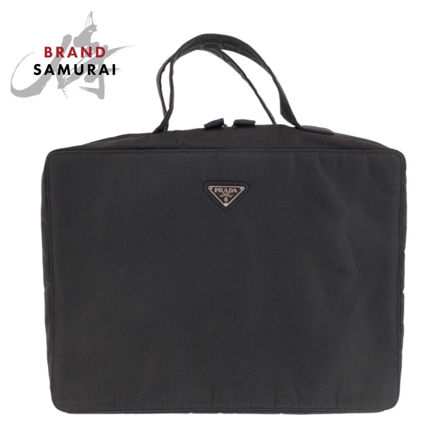 PRADA（プラダ） テスート 三角ロゴプレート ブラック 黒 シルバー金具