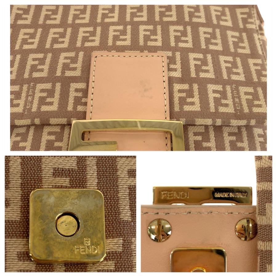 FENDI フェンディ ズッキーノ ベージュ ベビーピンク ゴールド金具 キャンバス AC86201 ショルダーバッグ ポシェット レディース 601165