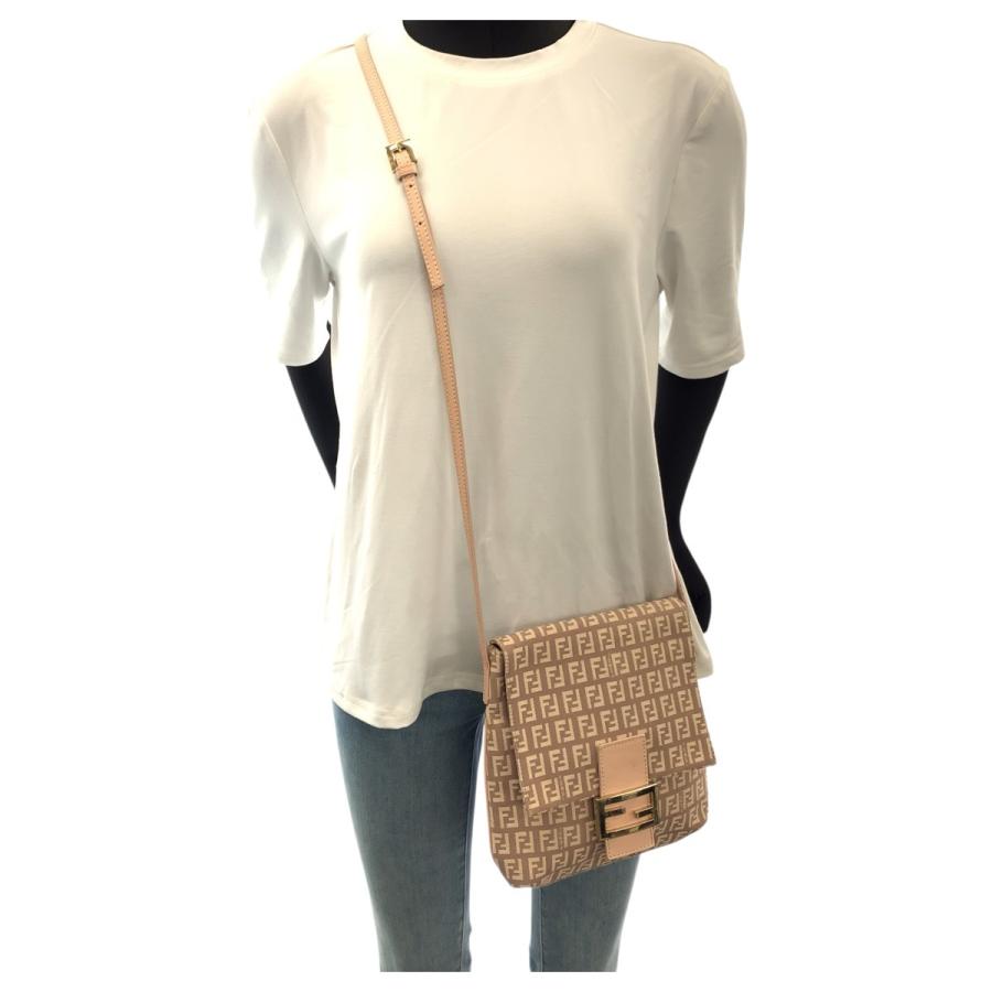 FENDI フェンディ ズッキーノ ベージュ ベビーピンク ゴールド金具 キャンバス AC86201 ショルダーバッグ ポシェット レディース 601165