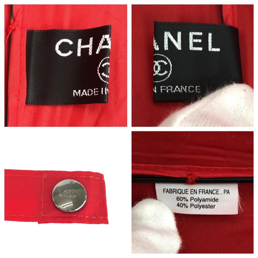 美品 CHANEL シャネル ココマーク マトラッセ レッド シルバー金具 ポリアミド/ポリエステル 傘 折りたたみ傘 晴雨兼用 レディース 601197 | CHANEL | 02