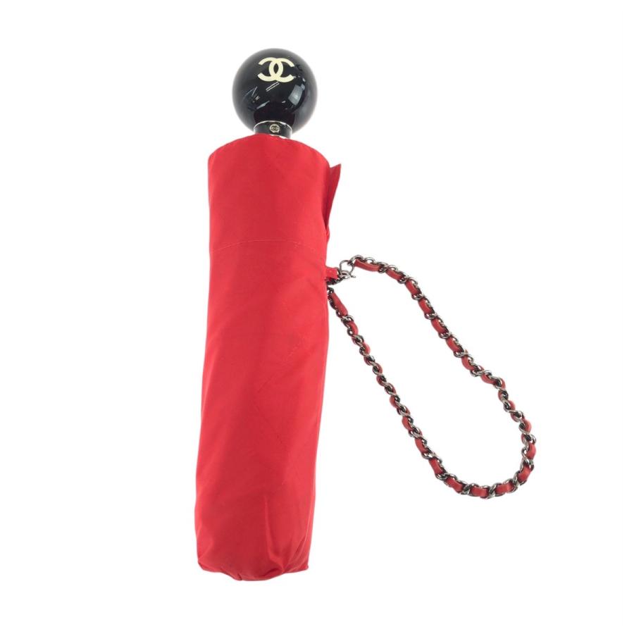 美品 CHANEL シャネル ココマーク マトラッセ レッド シルバー金具 ポリアミド/ポリエステル 傘 折りたたみ傘 晴雨兼用 レディース 601197 | CHANEL | 09