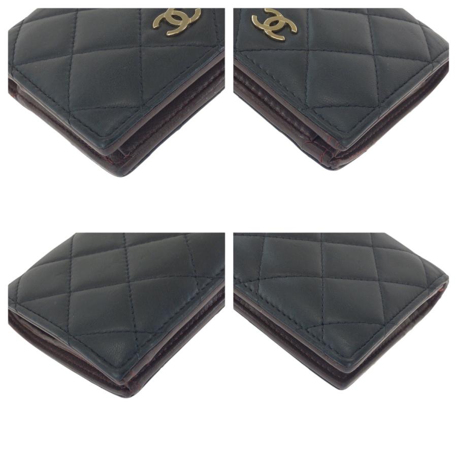 美品 CHANEL シャネル マトラッセ ココマーク ブラック 黒 ゴールド金具 ラムスキン 折財布 コンパクトウォレット レディース 601203 | CHANEL | 02