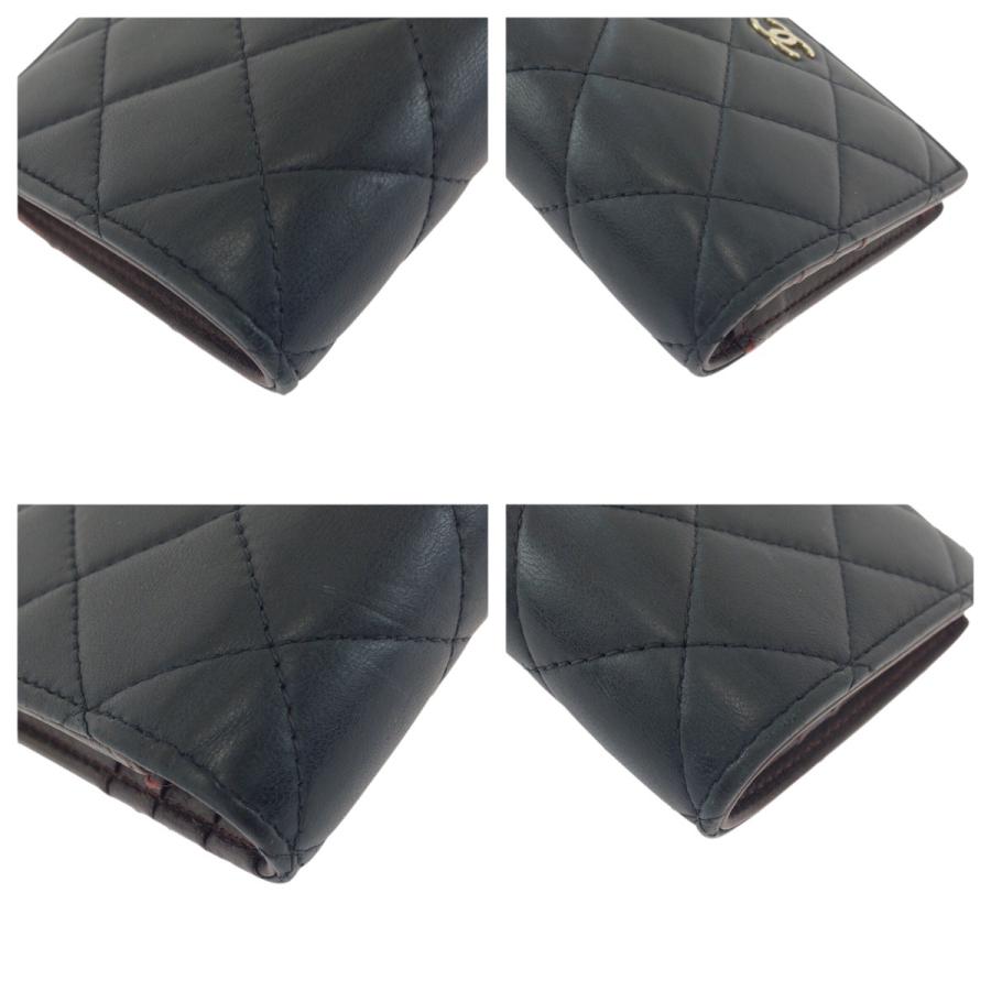 美品 CHANEL シャネル マトラッセ ココマーク ブラック 黒 ゴールド金具 ラムスキン 折財布 コンパクトウォレット レディース 601203 | CHANEL | 03