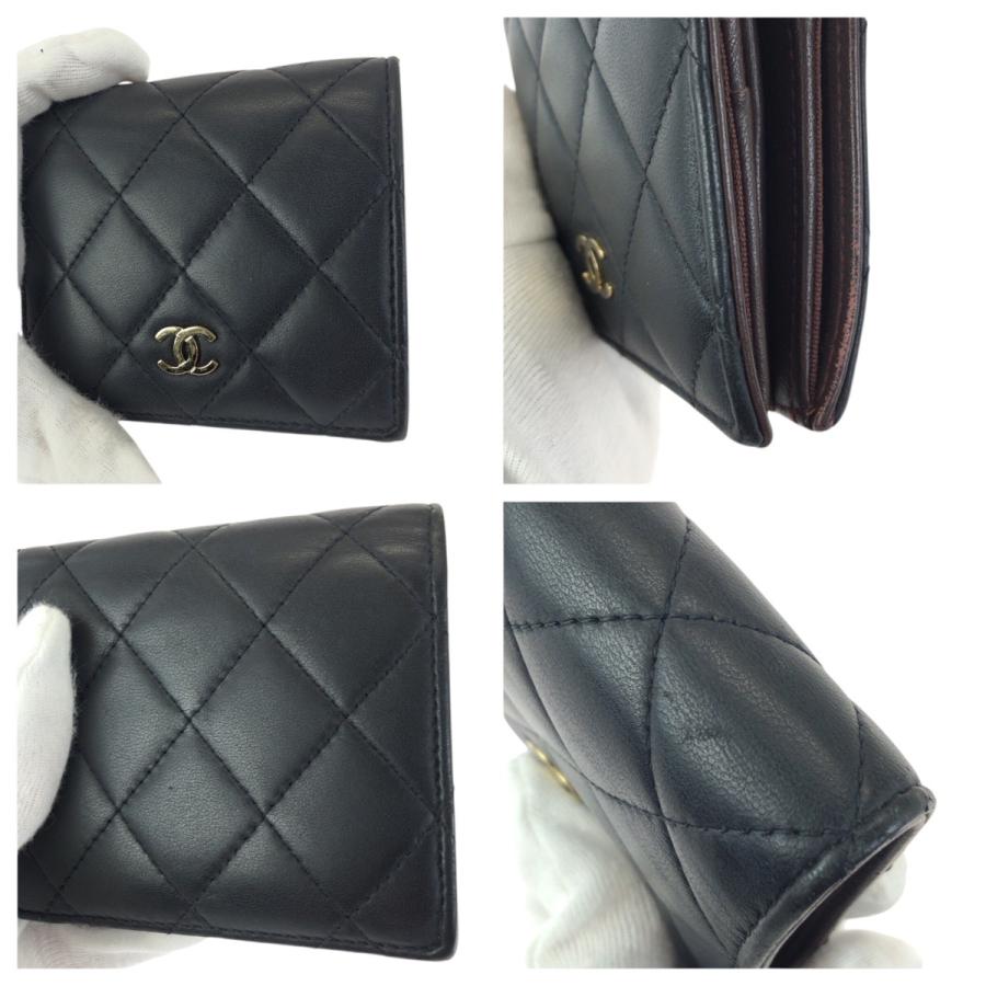 美品 CHANEL シャネル マトラッセ ココマーク ブラック 黒 ゴールド金具 ラムスキン 折財布 コンパクトウォレット レディース 601203 | CHANEL | 05