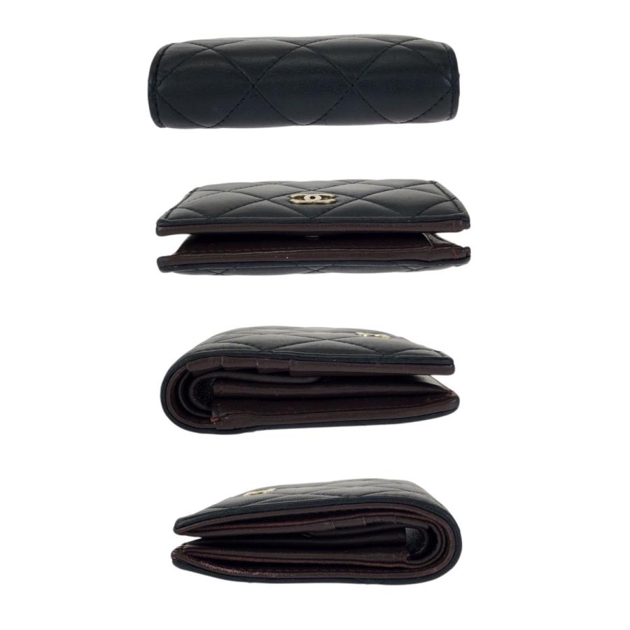 美品 CHANEL シャネル マトラッセ ココマーク ブラック 黒 ゴールド金具 ラムスキン 折財布 コンパクトウォレット レディース 601203 | CHANEL | 09