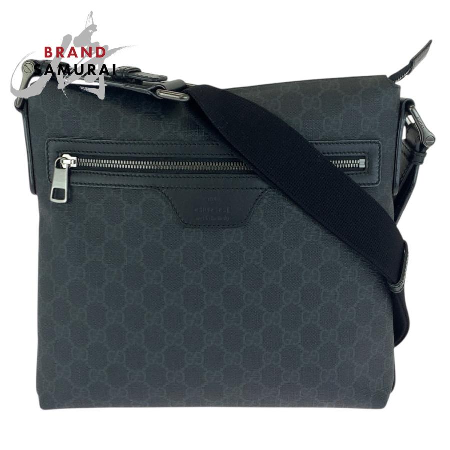 美品 GUCCI グッチ ブラック 黒 ガンメタ金具 GGスプリームキャンバス/レザー 322279 ショルダーバッグ メッセンジャーバッグ 601220 | GUCCI