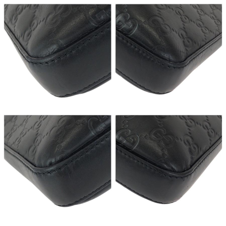 GUCCI グッチ グッチシマ ブラック 黒 シルバー金具 レザー 406408 ショルダーバッグ メッセンジャーバッグ メンズ 601221