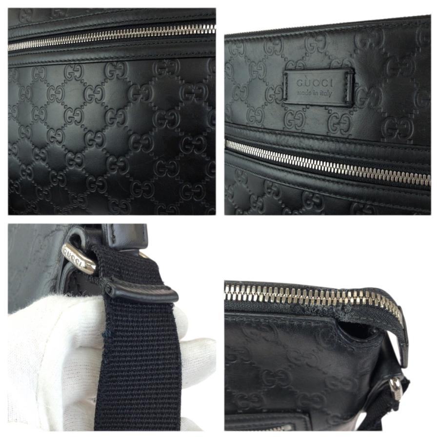 GUCCI グッチ グッチシマ ブラック 黒 シルバー金具 レザー 406408 ショルダーバッグ メッセンジャーバッグ メンズ 601221