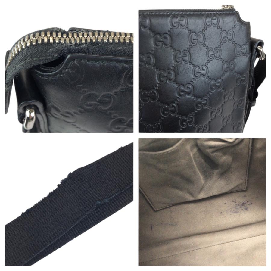 GUCCI グッチ グッチシマ ブラック 黒 シルバー金具 レザー 406408 ショルダーバッグ メッセンジャーバッグ メンズ 601221