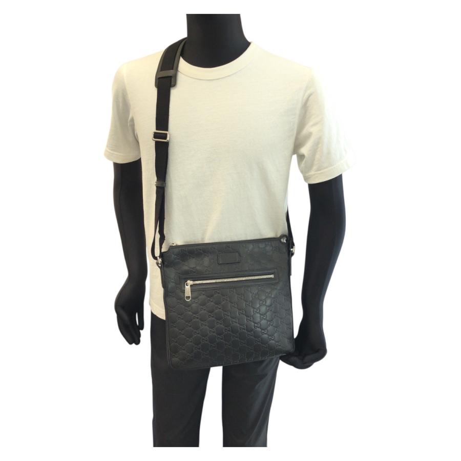 GUCCI グッチ グッチシマ ブラック 黒 シルバー金具 レザー 406408 ショルダーバッグ メッセンジャーバッグ メンズ 601221