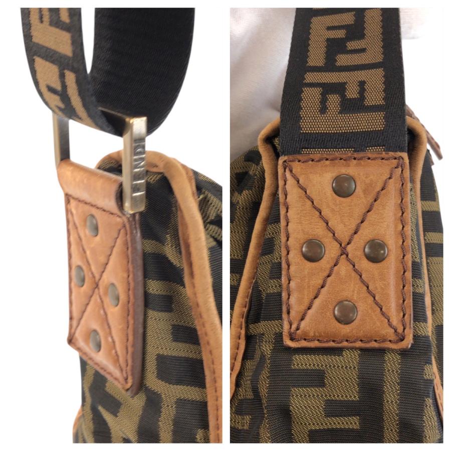 美品 FENDI フェンディ ズッカ ブラウン ダークブラウン ナイロン/レザー ショルダーバッグ メッセンジャーバッグ レディース 601227_4