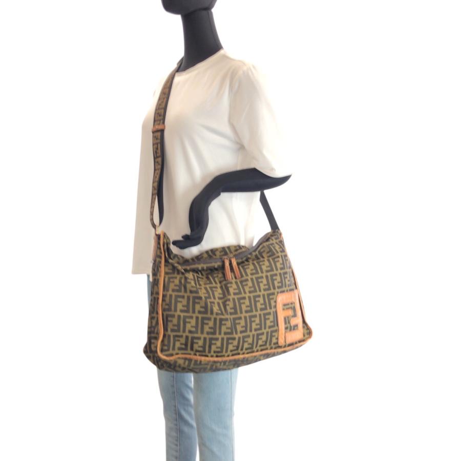美品 FENDI フェンディ ズッカ ブラウン ダークブラウン ナイロン/レザー ショルダーバッグ メッセンジャーバッグ レディース 601227_6