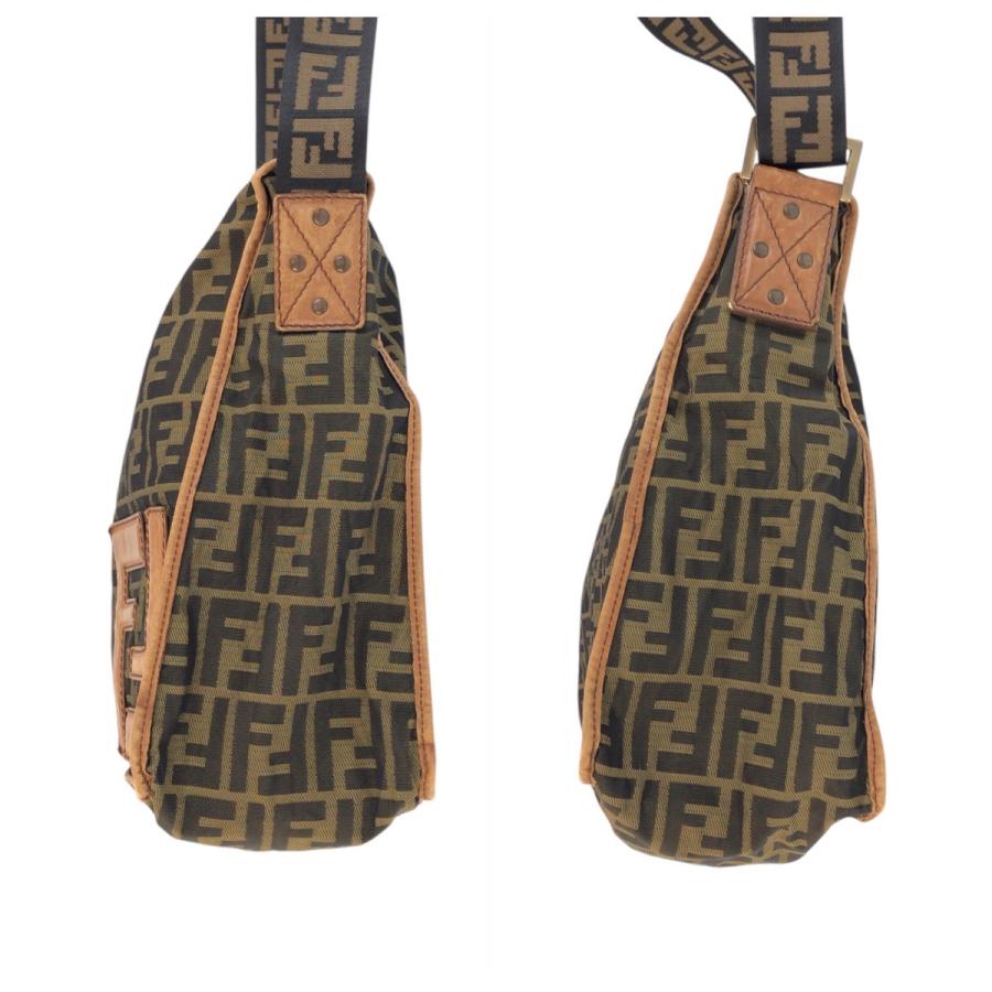 美品 FENDI フェンディ ズッカ ブラウン ダークブラウン ナイロン/レザー ショルダーバッグ メッセンジャーバッグ レディース 601227_7