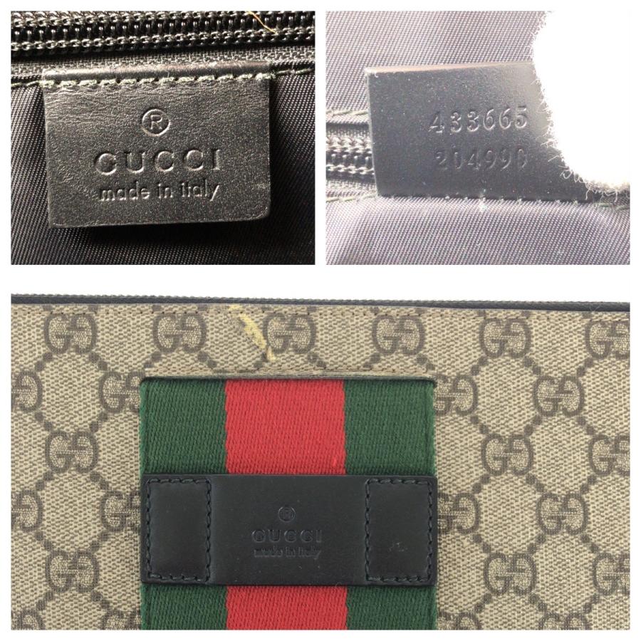 美品 GUCCI グッチ シェリーライン ベージュ ブラック GGスプリームキャンバス/レザー クラッチバッグ セカンドバッグ メンズ 601242_4
