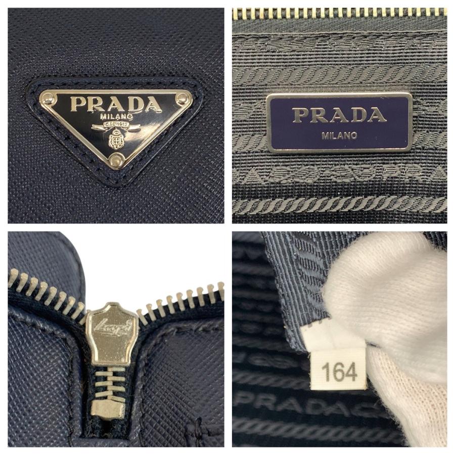 PRADA（プラダ） 美品 サフィアーノ ネイビー シルバー金具 レザー