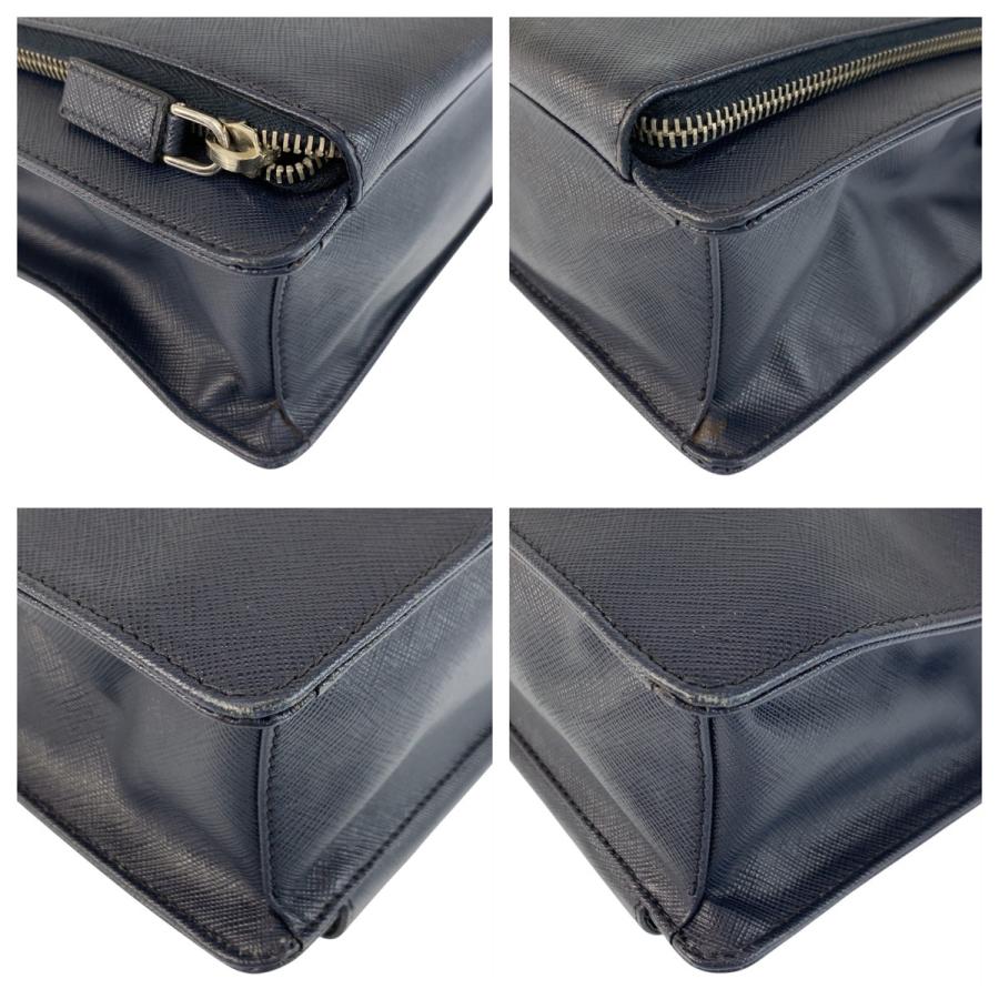 PRADA（プラダ） 美品 サフィアーノ ネイビー シルバー金具 レザー