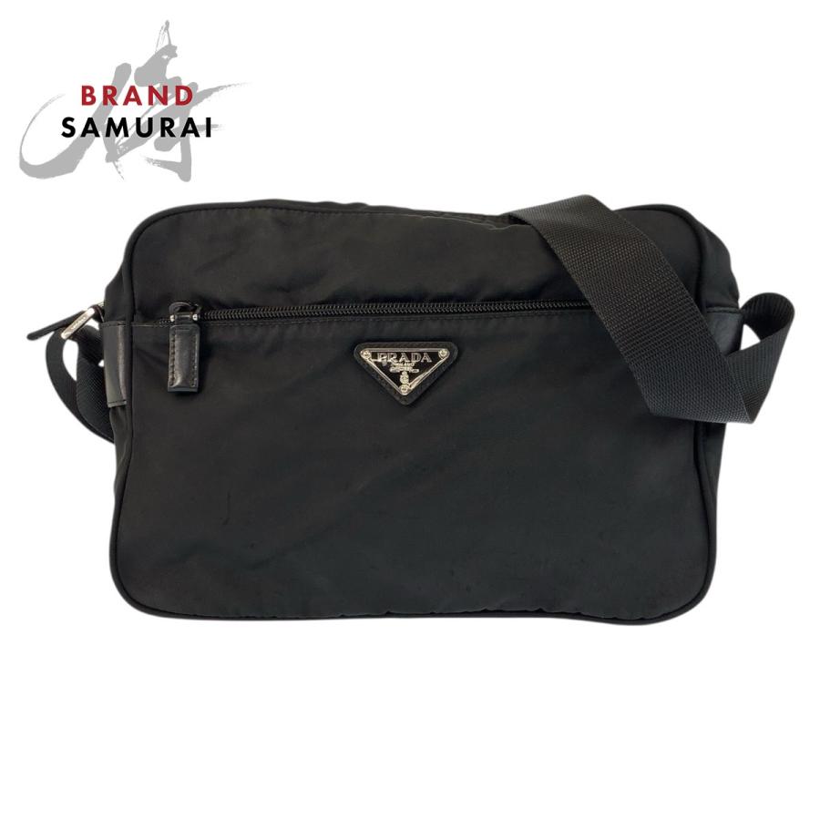 PRADA（プラダ） テスート 三角ロゴプレート ブラック 黒 シルバー金具