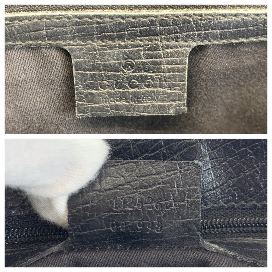 美品 GUCCI グッチ バンブー ブラック 黒 グレー GGキャンバス/レザー 112526 トートバッグ ショルダーバッグ レディース 601303
