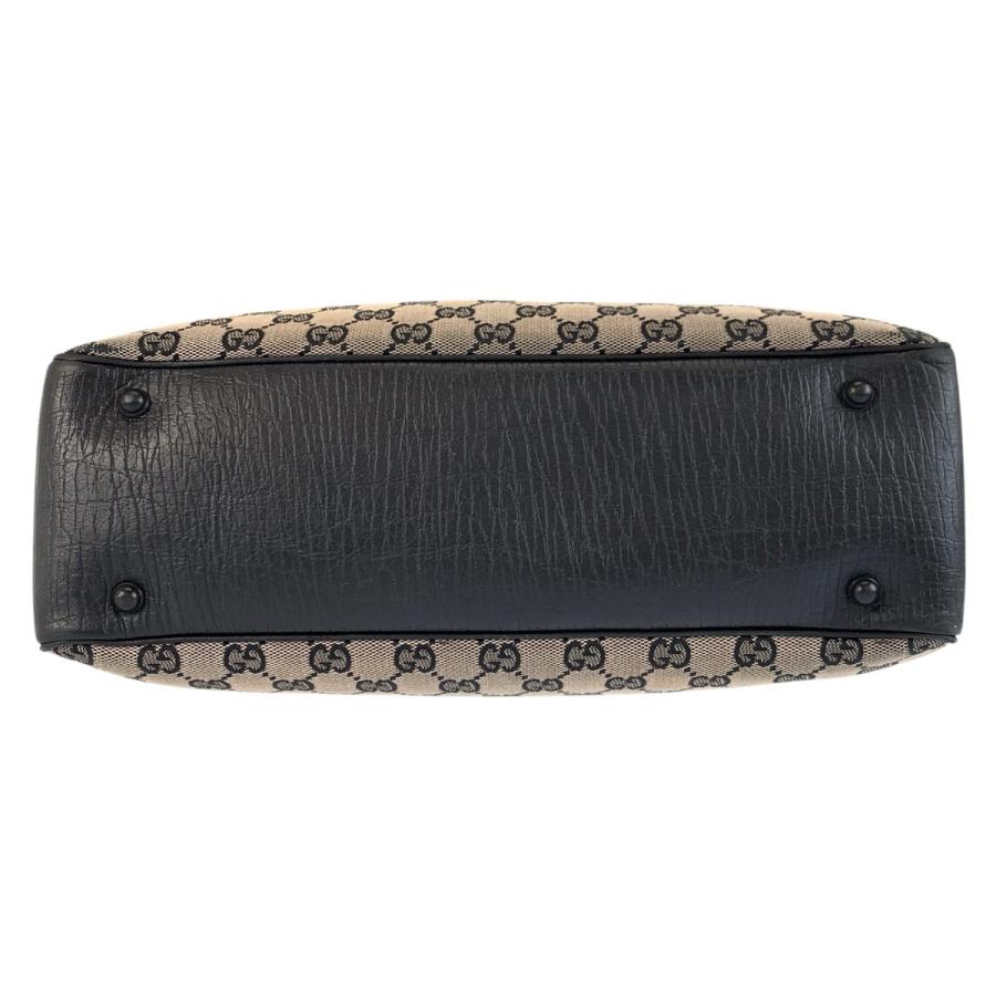 美品 GUCCI グッチ バンブー ブラック 黒 グレー GGキャンバス/レザー 112526 トートバッグ ショルダーバッグ レディース 601303