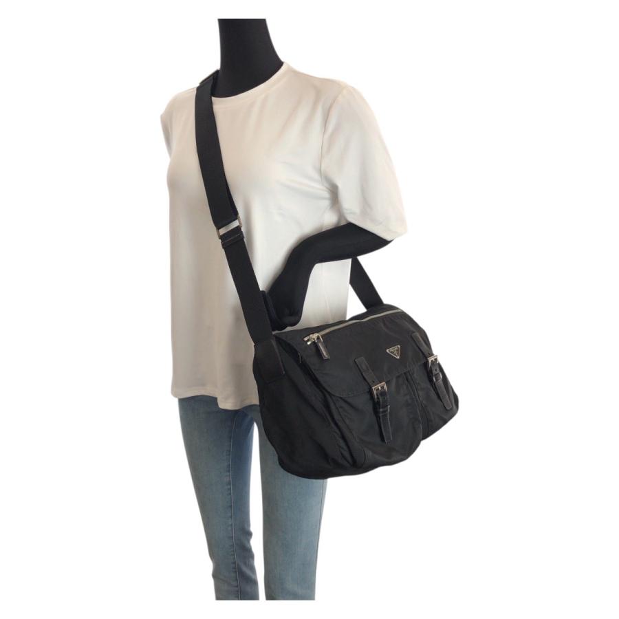 美品 PRADA プラダ テスート 三角ロゴプレート ブラック ナイロン/レザー ショルダーバッグ メッセンジャーバッグ 601318_6
