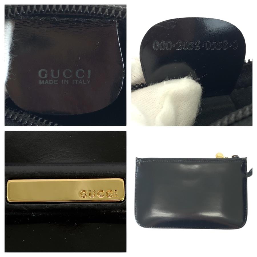 GUCCI グッチ ヴィンテージ ブラック 黒 ゴールド金具 エナメル 000 2058 0558 0 ハンドバッグ レディース 601320