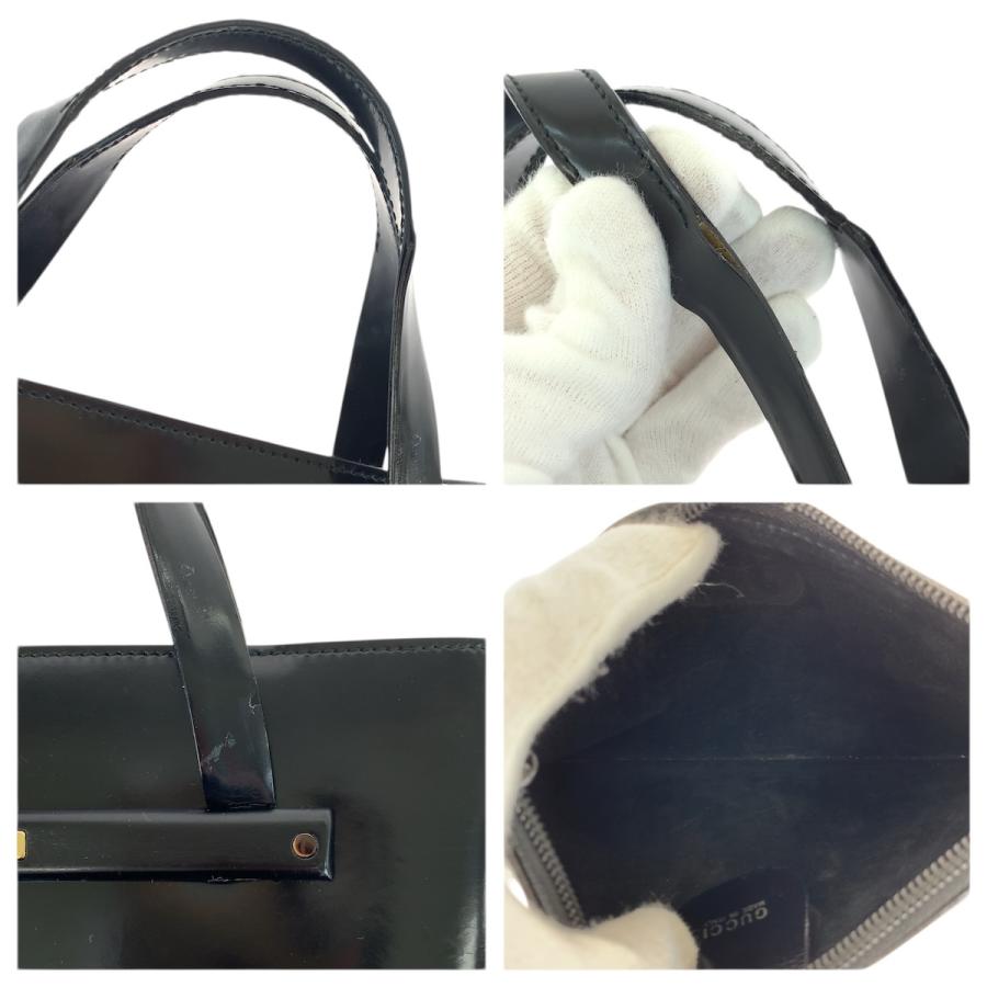 GUCCI グッチ ヴィンテージ ブラック 黒 ゴールド金具 エナメル 000 2058 0558 0 ハンドバッグ レディース 601320