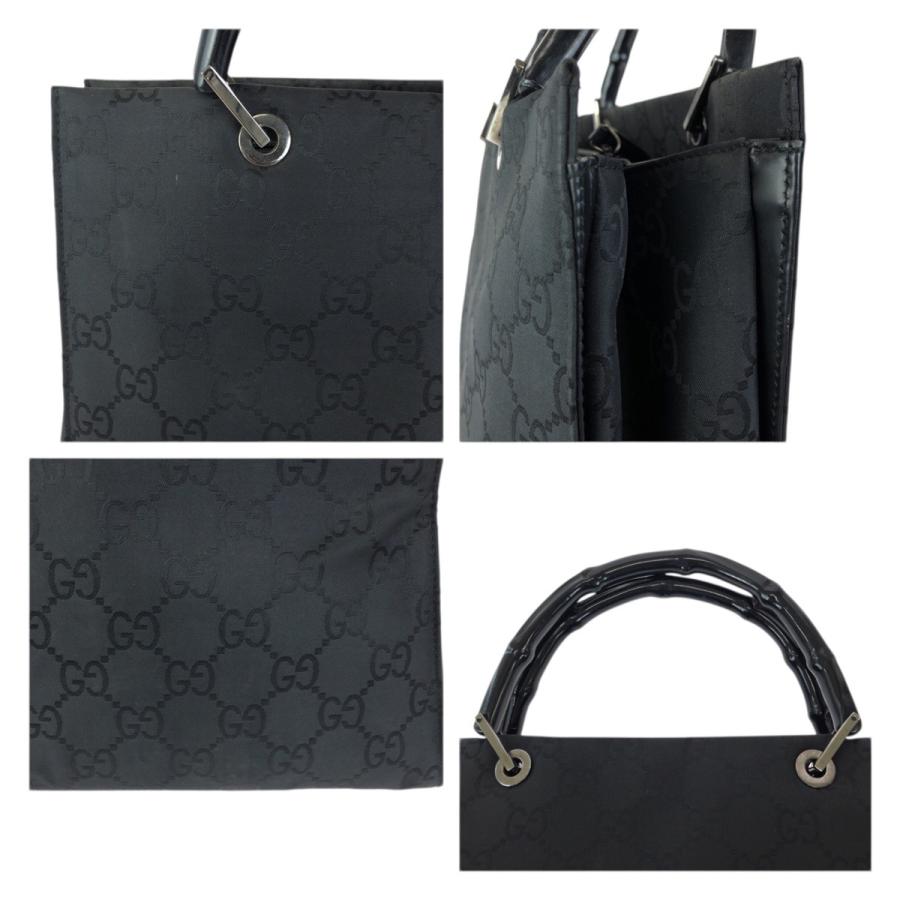 GUCCI バンブー GG柄 トートバッグ ブラック GUCCI（グッチ） 美品 バンブー GG柄 ブラック 黒 シルバー金具