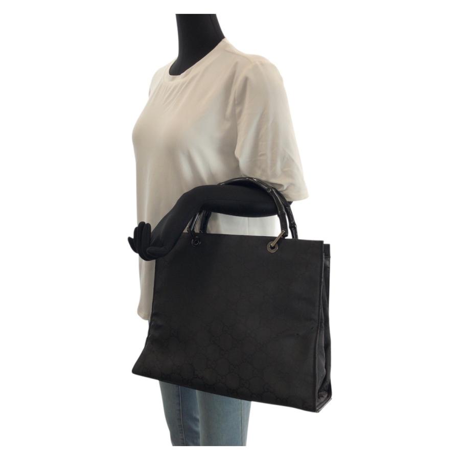 GUCCI バンブー GG柄 トートバッグ ブラック GUCCI（グッチ） 美品 バンブー GG柄 ブラック 黒 シルバー金具