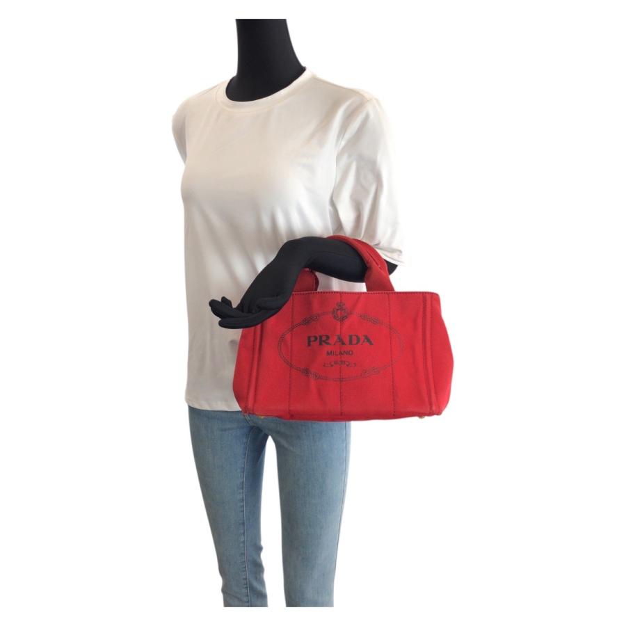 PRADA プラダ カナパ レッド ゴールド金具 キャンバス トートバッグ ハンドバッグ レディース 601338 | PRADA | 06